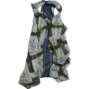 BCBGeneration Ruffle Chiffon Boho Floral Patchwork Vest Top High Low Sheer
